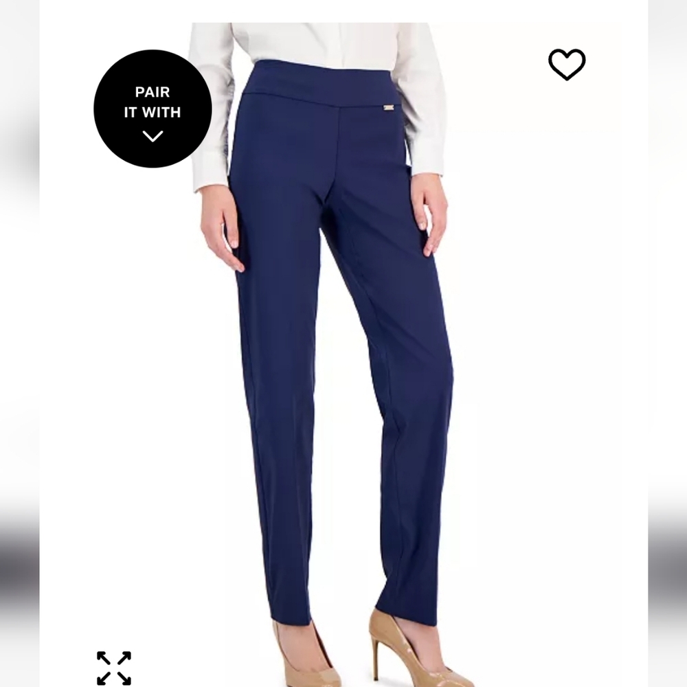 Alfani Navy Indigo Sea Pull On Straight-Leg Dress Pants Size 2